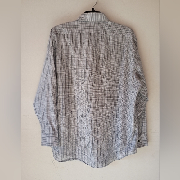 Calvin Klein Slim Fit Stretch Wrinkle Free Blue Check Dress Shirt XL - Picture 6 of 11